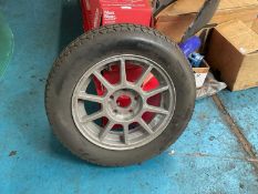 TVR Wolfrace original 15" space saver alloy wheel and tyre.