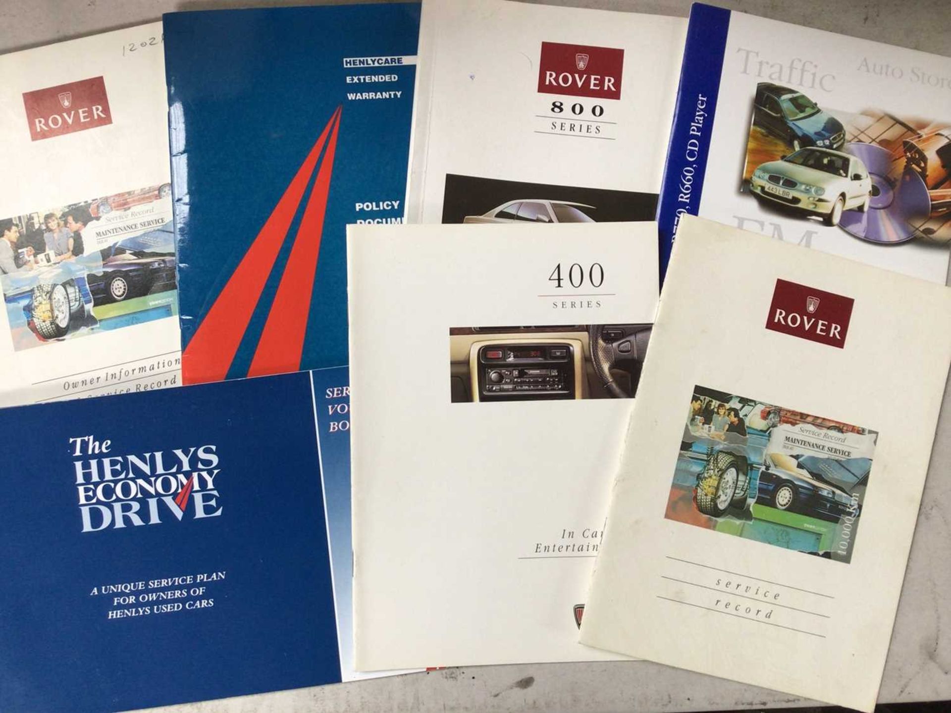 Two boxes of MG Rover car handbooks