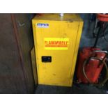 Yellow metal fire resistant cabinet, 590mm wide x 460 mm deep x 1120mm high