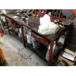 Metal work bench, with upstand, two drawers and under shelf, 2130mm x 780mm