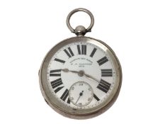 Victorian silver cased 'Coastguard Watch' pocket watch, with white enamel dial, Roman numerals and s