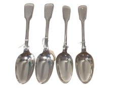 Four fiddle and thread pattern silver table spoons, including a pair London 1827/28, and a pair Lond