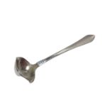 A Georg Jensen Danish silver double-lipped cream ladle with hammered bowl, Copenhagen mark for 1924,