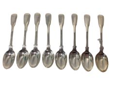Set of eight silver fiddle and thread pattern teaspoons, London 1876 (George Adams), 7.6oz