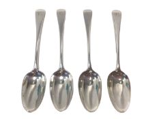 Set of four George III silver old English pattern tablespoons by George Smith, each initialled to te
