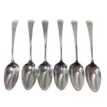 Set of six old English pattern silver spoons, London 1778 (Stephen Adams), each initialled to termin