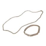 9ct gold flat curb link bracelet and a 9ct gold belcher link chain (2)