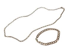 9ct gold flat curb link bracelet and a 9ct gold belcher link chain (2)