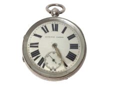 Victorian silver cased 'Improved Patent' key wind pocket watch, with Roman numerals and subsidiary s
