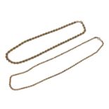 Two 9ct yellow gold rope twist necklaces