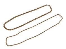 Two 9ct yellow gold rope twist necklaces
