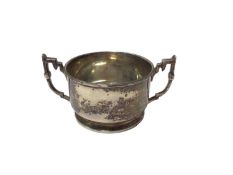 Silver two handled sugar bowl retailed by Harrods