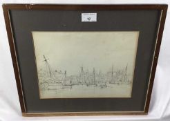 Donald Chisholm Towner (1903-1985) Pencil sketch harbour scene