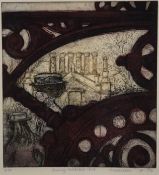 Pat Mallinson (b.1930) etching/aquatint - Leaving Waterlow Park, pencil signed, titled, numbered and