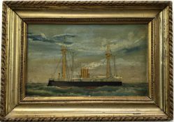 Small oil on panel depiction of a ship and 19th century pen and ink marine scene