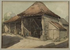 William Deal, pencil and watercolour - The Cart Barn, signed, 25cm x 35cm, in glazed gilt frame