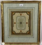 Pair of good quality 19th century coloured prints, architectual designs, possibly for ceilings, 33cm