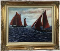 Kenneth Baldwin (contemporary) oil on board, 'Sailing on the Blackwaters' glazed frame