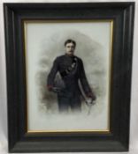 Van der Weyde, late 19th century, portrait on glass panel, a Rifle Brigade Officer, signed, 40cm x 3