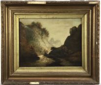 19th century oil on canvas, mountainous landscape and another, a pair