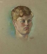 Lalit Mohan Sen (Indian, 1898-1954) pastel portrait of a young man, signed and dated 1941