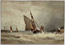 Frederick James Aldridge (1850-1933) watercolour - Shoreham Harbour, signed