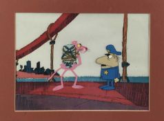 The Pink Panther - original framed cell from the cartoon, 21cm x 28cm in glazed frame
