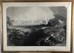 Mid 19th century black and white engraving after John Martin - The Last Judgment, 86cm x 120cm, in g