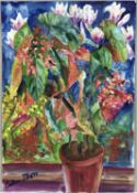 Colin Moss (1914-2005) watercolour, still life of a pot plant, signed, 64 x 46cm