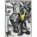 Colin Moss (1914-2005) mixed media, dustman, signed and dated '95, 60 x 41cm