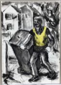 Colin Moss (1914-2005) mixed media, dustman, signed and dated '95, 60 x 41cm