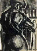 Colin Moss (1914-2005) indian ink, Workman, 76 x 55cm
