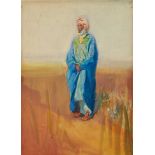 *Gerald Spencer Pryse (1882-1956) watercolour - figure in blue robe, 54.5cm x 38cm, titled verso 'Be