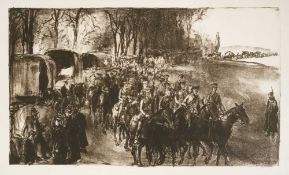 *Gerald Spencer Pryse (1882-1956) black and white lithograph - The Retreat of the Seventh Division a