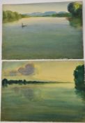 *Gerald Spencer Pryse (1882-1956) two watercolours - River landscapes the first with mountain range