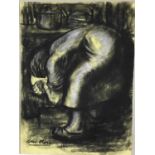 Colin Moss (1914-2005) mixed media, Figure at a stove, signed, 52 x 38cm
