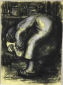 Colin Moss (1914-2005) mixed media, Figure at a stove, signed, 52 x 38cm