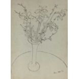 Colin Moss (1914-2005), pen and ink, vase of flowers, signed and dated '53, 47 x 36cm, together with