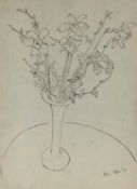 Colin Moss (1914-2005), pen and ink, vase of flowers, signed and dated '53, 47 x 36cm, together with