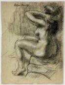 Colin Moss (1914-2005) chalk and charcoal, figure study in the manner of Degas, signed and dated '54