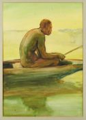 *Gerald Spencer Pryse (1882-1956) watercolour - The Fisherman, 54cm x 38.5cm, titled verso, unframed