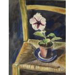 Colin Moss (1914-2005) watercolour, flower pot on a chair, signed, 44 x 32cm