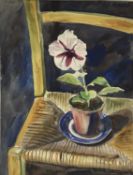 Colin Moss (1914-2005) watercolour, flower pot on a chair, signed, 44 x 32cm