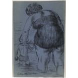 Colin Moss (1914-2005) charcoal, Bathers, signed and dated '59, 54 x 35cm