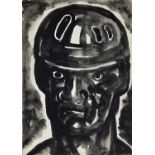 Colin Moss (1914-2005) indian ink, Miner, 21 x 15cm, together with two further works on paper by Col