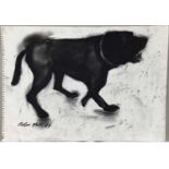 Colin Moss (1914-2005) charcoal, Angry dog, 41 x 60cm