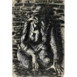Colin Moss (1914-2005), mixed media, Crouching soldier, signed and dated '51, 88 x 66cm