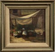 Ivor Bailey Rees Roberts (1915-2001), oil on board - Flower Stall, Verona, signed, inscribed verso,