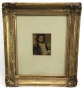 Victorian watercolour portrait of a Naval Officer. In a heavy gilt frame with mount. Overall includi