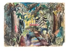*Colin Moss (1914-2005), watercolour, wooded lane, 57 x 78cm